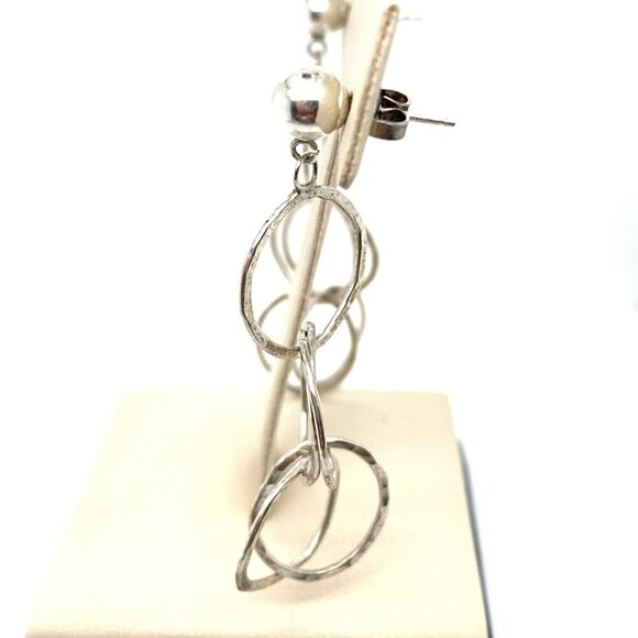 Estate Sterling Silver Wrought Circle’s Dangle Pierced Earrings!‎ 56 - Picture 2 of 6